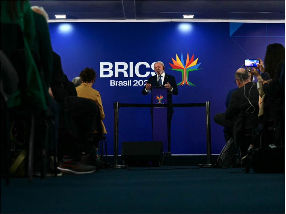  Brazil’s President Luiz Inacio Lula da Silva speaks during a press conference at the BRICS summit in Rio de Janeiro, Brazil, on July 7, 2025.